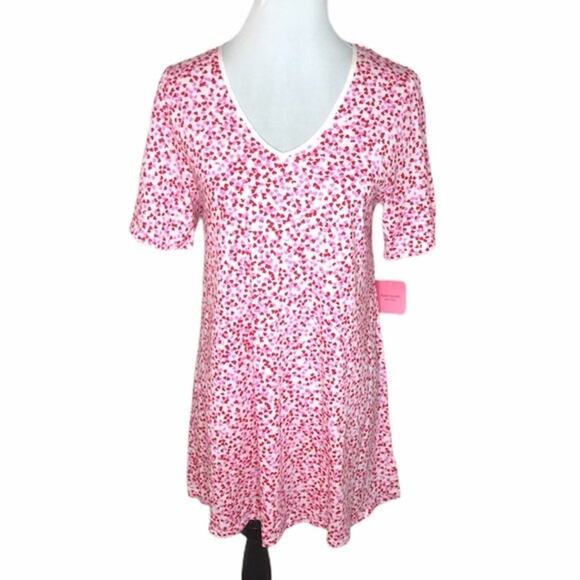 Kate Spade Confetti Hearts Night Shirt Red Pink Size XSmall - Picture 1 of 13